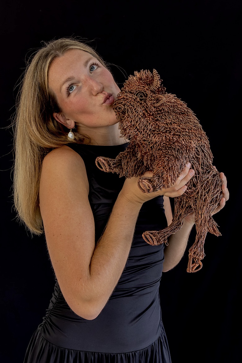 Studio portrait with the finished piece